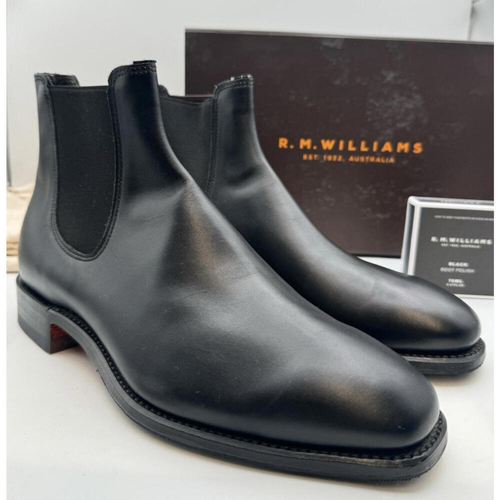 RM Williams Signature Craftsman Chelsea Boots Veal Calf Black Size 10 US